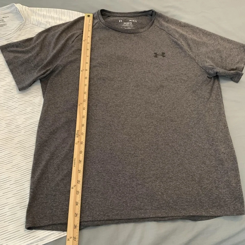 Under Armour Shirt Lot 2 Mens Large Gray White Tech Tee Active T-Shirt Gym